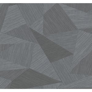Geometric Triangles Dark Gray Paper Non-Pasted Strippable Wallpaper Roll (Cover 60.75 Sq. Ft.)