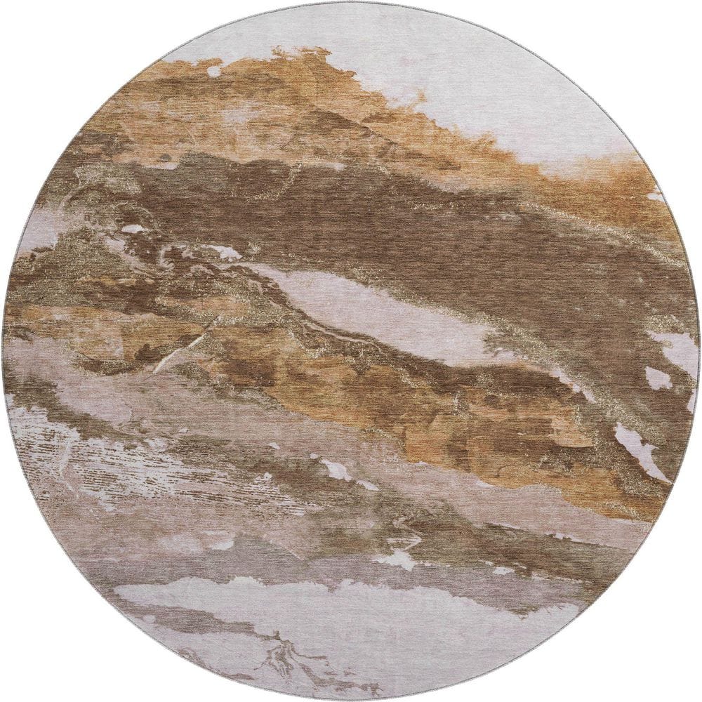 Mayfield Premium Machine Washable Abstract AMF2054 Brown 8 ft. x 8 ft. Round Rug price history on PriceWatchPro