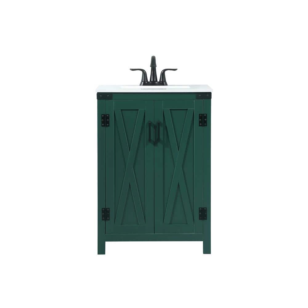 Simply Living 24 in. W x 19 in. D x 34 in. H Bath Vanity in Green with Ivor