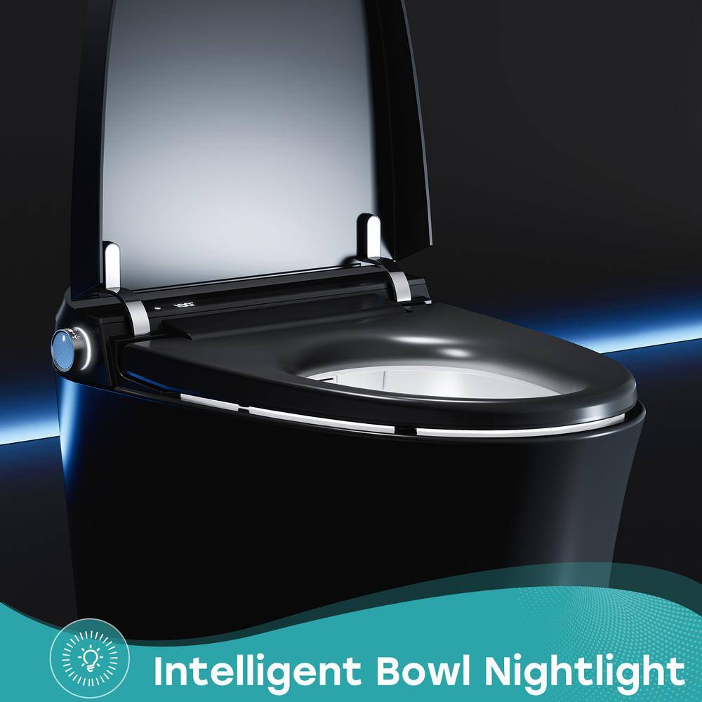 Black Vitreous China Smart Toilet with Dual Flush and Bidet