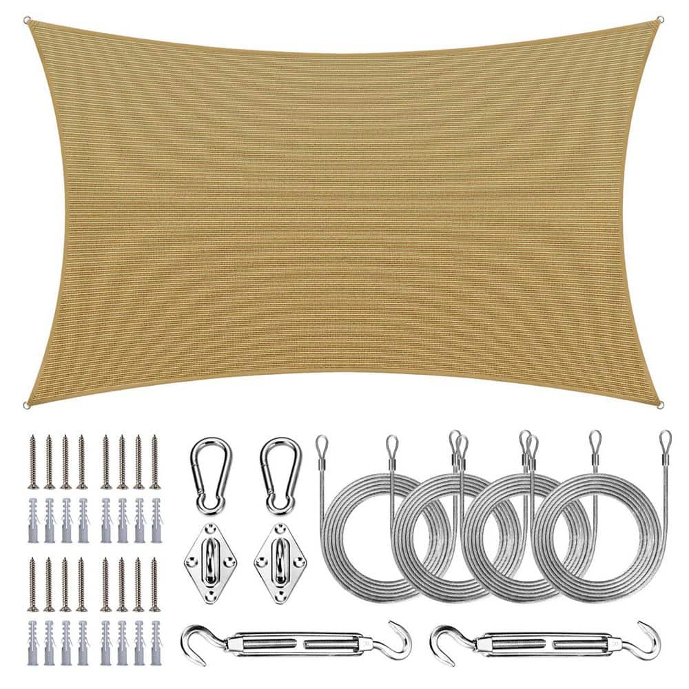 8 ft. x 16 ft. Rectangle Sun Shade Sail with Hardware Kit and Rope-Sand beige price history on PriceWatchPro
