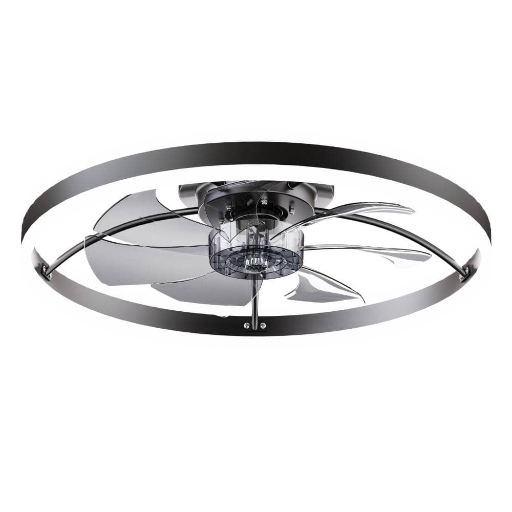 23.6 in. Black Flush Mount Fandelier Ceiling Fan with LED Light, Remote and App Control, Reversible DC Motor price history on PriceWatchPro