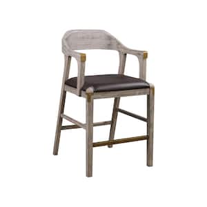 Montana Stationary 37.4 in. Product Height Brown/Light Barnwood Finish Rubberwood Counter Stool w/Arms