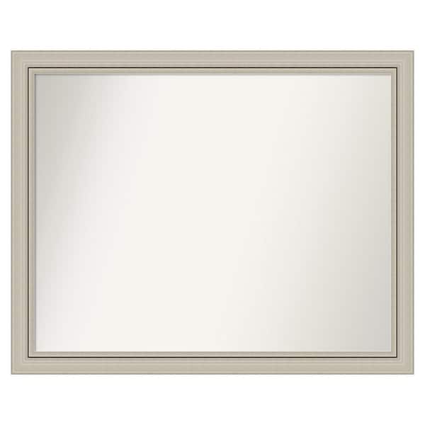Amanti Art Romano Silver Narrow 35.75 in. x 28.75 in. Custom Non-Beveled Wood Framed Bathroom Vanity Wall Mirror