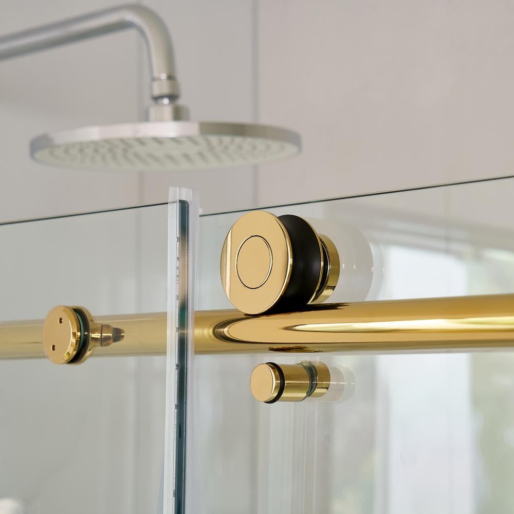 60'' x 76'' Frameless Clear Tempered Glass Sliding Shower Door