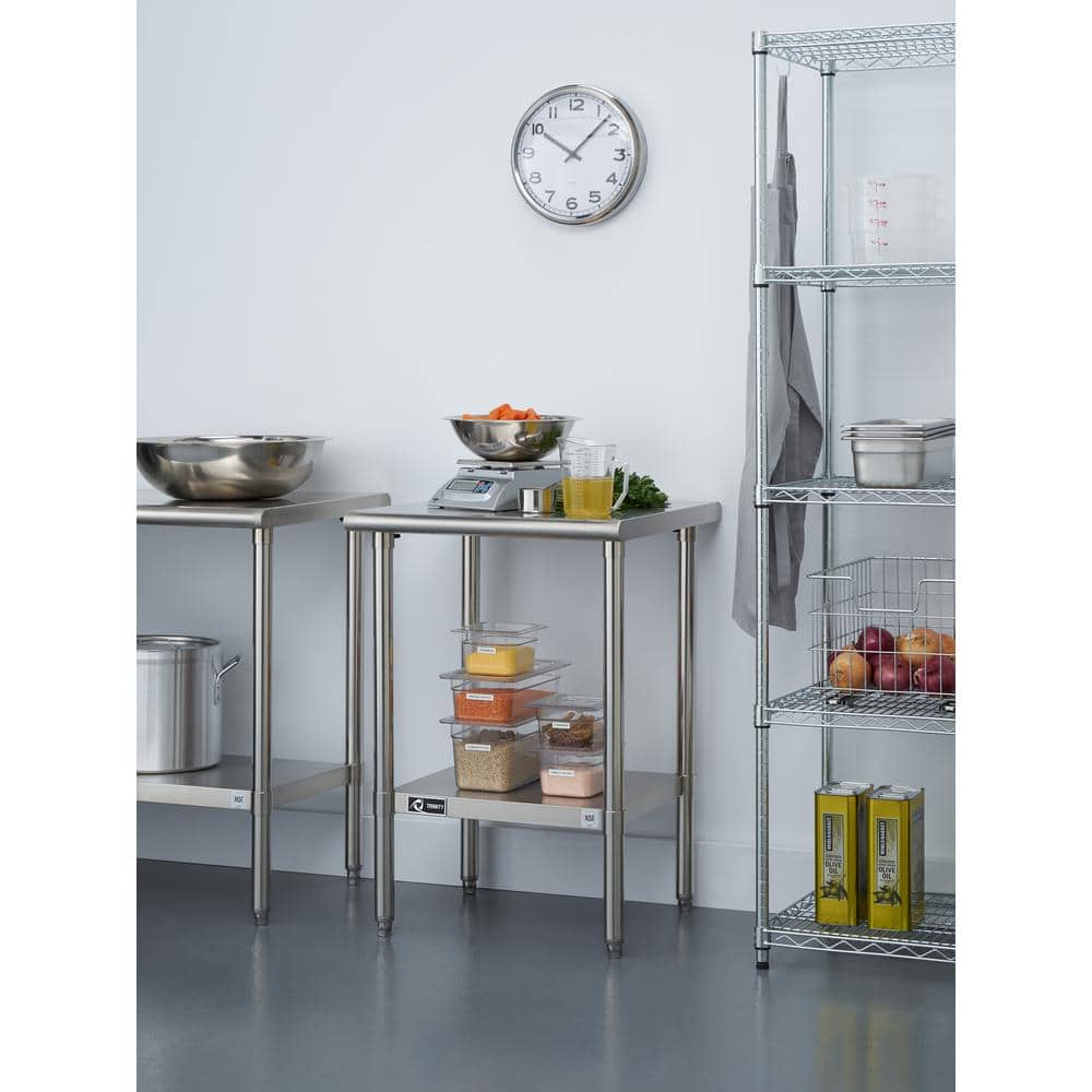 TRINITY Stainless Steel Kitchen Utility Table with Adjustable Bottom ...