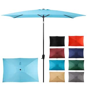 6.6 ft. x 9.8 ft. Rectangular Steel Market Patio Umbrella in Aqua