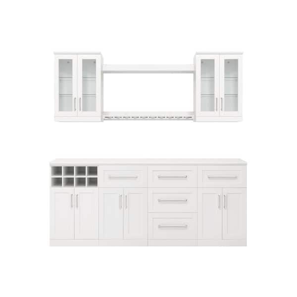 NewAge Products Home Bar 21 in. White Cabinet Set (9-Piece)