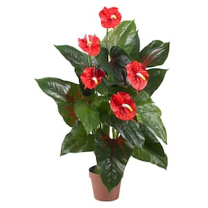 Real Touch 3 ft. Artificial Anthurium Silk Plant