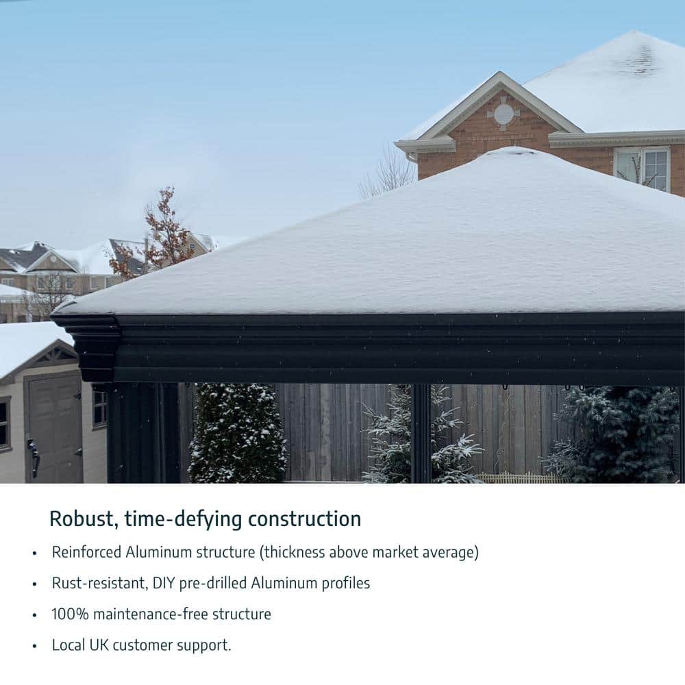 Tucson 12 x 14 ft Gray Aluminum Garden Gazebo with Polycarbonate Roof