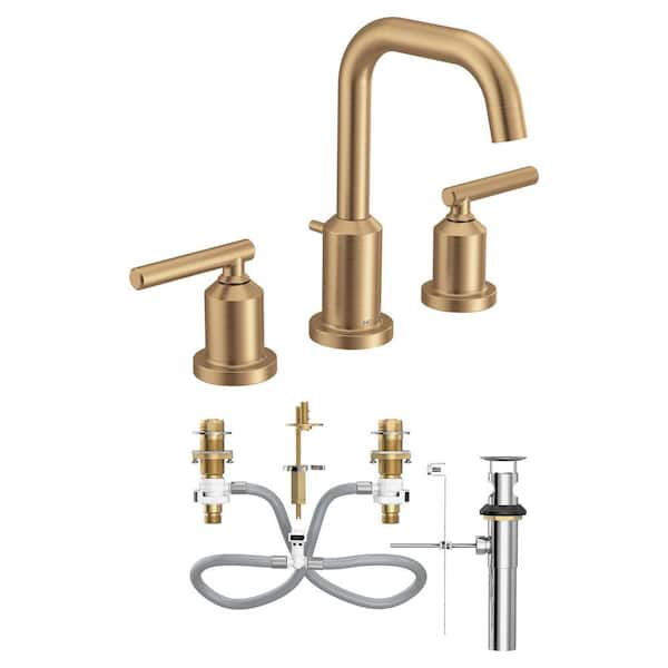 Gibson Bronzed Gold Modern 2-Handle High-Arc Widespread Bathroom Faucet with Drain Assembly, Valve Included