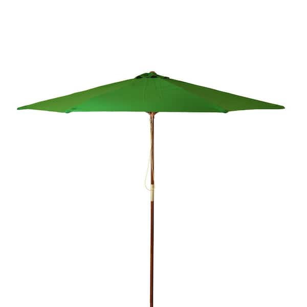 DestinationGear 9 ft. Classic Wood Market Patio Umbrella in Hunter Green Polyester