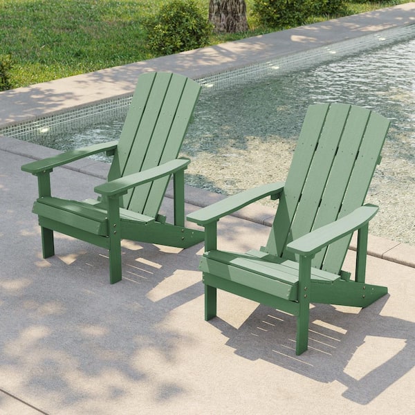 Green Recyled Plastic Weather-Resistant Outdoor Patio Adirondack Chair (Set of 2)