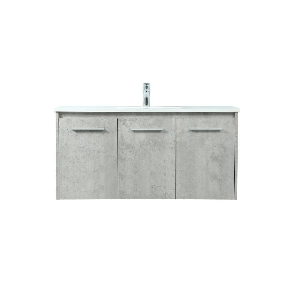 Timeless Home 40 in. W Single Bath Vanity in Concrete Grey with Engineered 