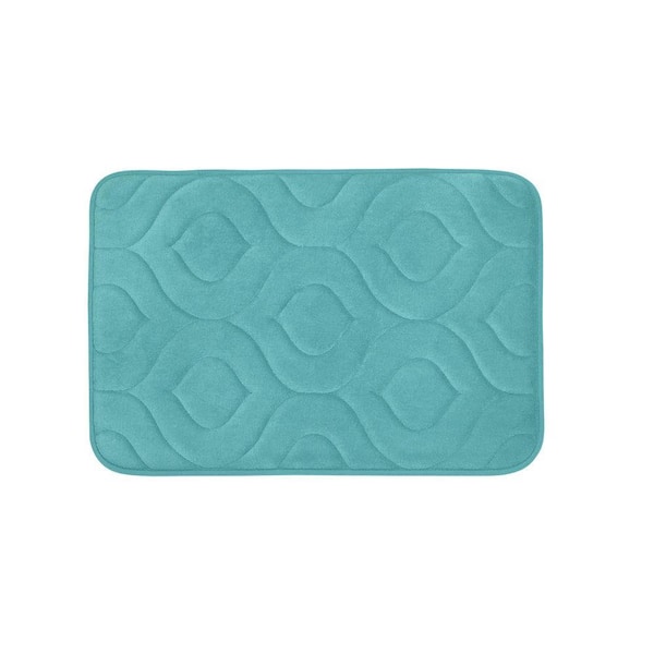 BounceComfort Naoli Turquoise 17 in. x 24 in. Memory Foam Bath Mat