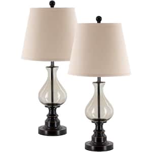 Pattaya 26.75 in. Smoke Indoor Table Lamp with Tan Empire Shaped Shade