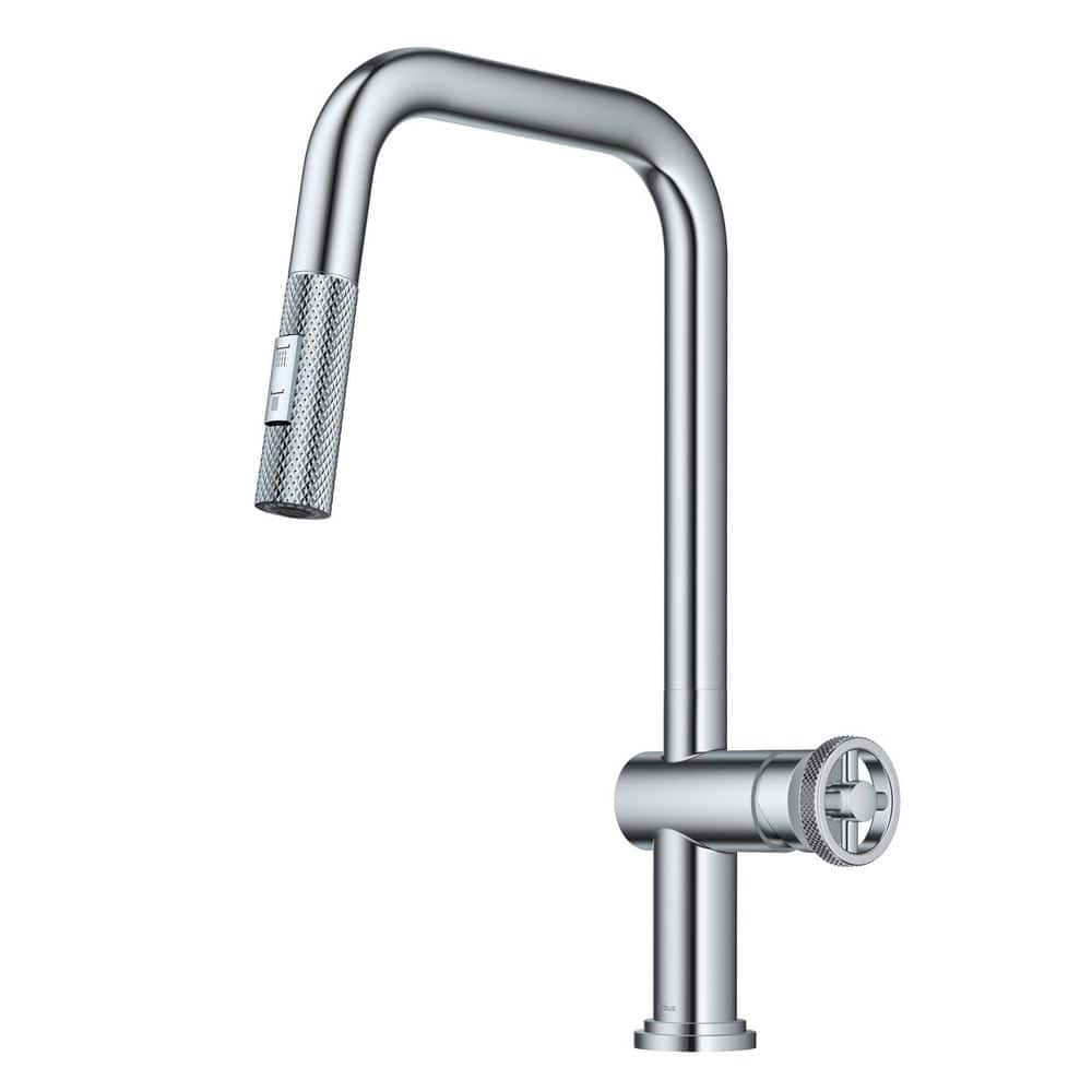 KRAUS Urbix Industrial Pull-Down Single Handle Kitchen Faucet in Chrome, Grey -  KPF-3126CH