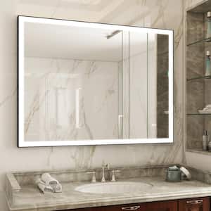 48 in. W x 36 in. H Rectangular Framed Anti-Fog Wall Mount Dimmable LED Bathroom Vanity Mirror with Light in Matte Black