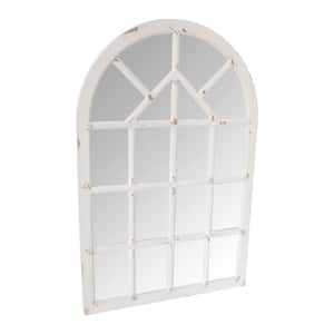 48.03 in. H x 1.38 in. W Antique White Arched Farmhouse Windowpane Wood Encased Wall Mirror