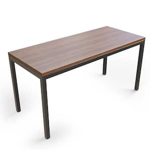 55 in. W Rectangle Brown Wood Conference Table Office Computer Study Desk Metal Base Meeting Room (Set of 2)