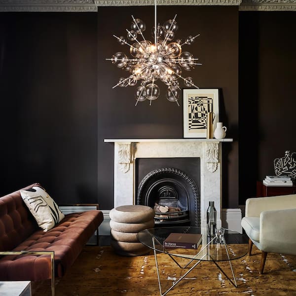 Inola 6-Light Chrome Modern Glam Linear Sputnik Clear Glass Globe Bubble Chandelier Cluster Starburst Island Lighting