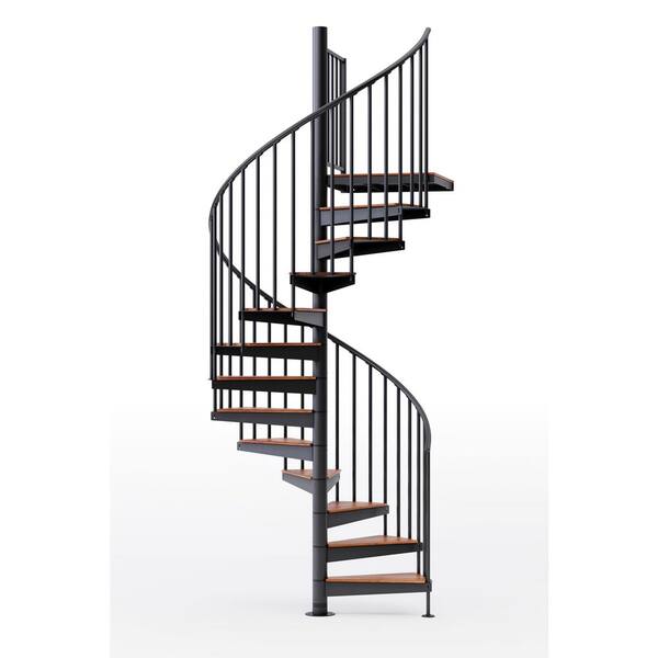 Mylen STAIRS Condor Black Interior 60in Diameter, Fits Height 119in - 133in, 1 42in Tall Platform Rail Spiral Staircase Kit