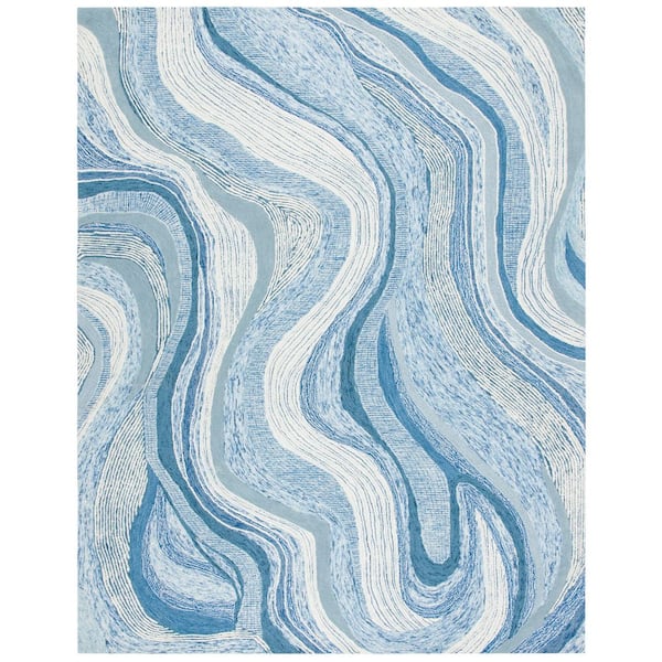 Soho 8 ft. x 10 ft. Blue/Ivory Marble Area Rug