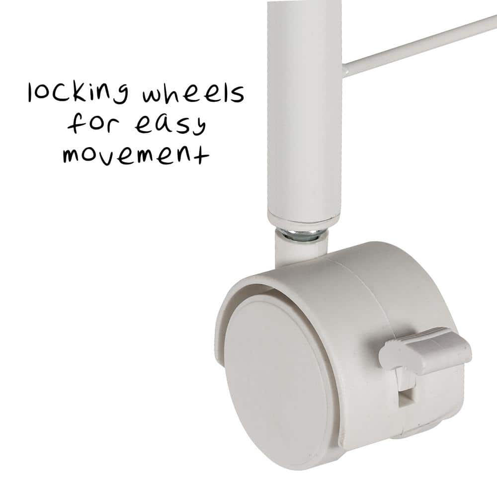 White 3-Tier Steel Wire Rolling Storage Cart with Lockable Casters