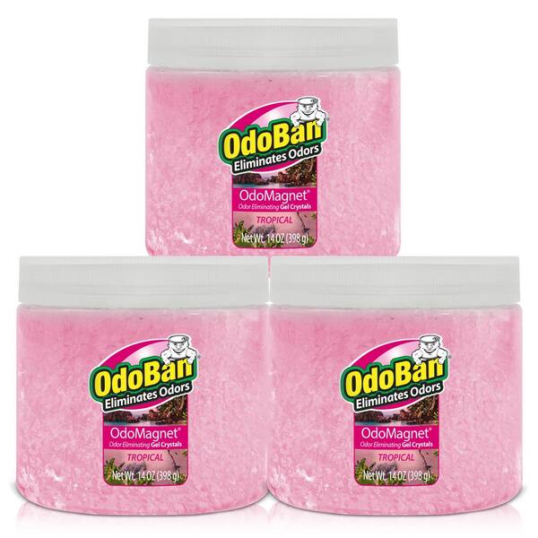 OdoBan 14 oz. OdoMagnet Odor Removing Gel Crystals, Odor Absorber and Air Freshener with Odor Eliminator Gel, Tropical (3-Pack)
