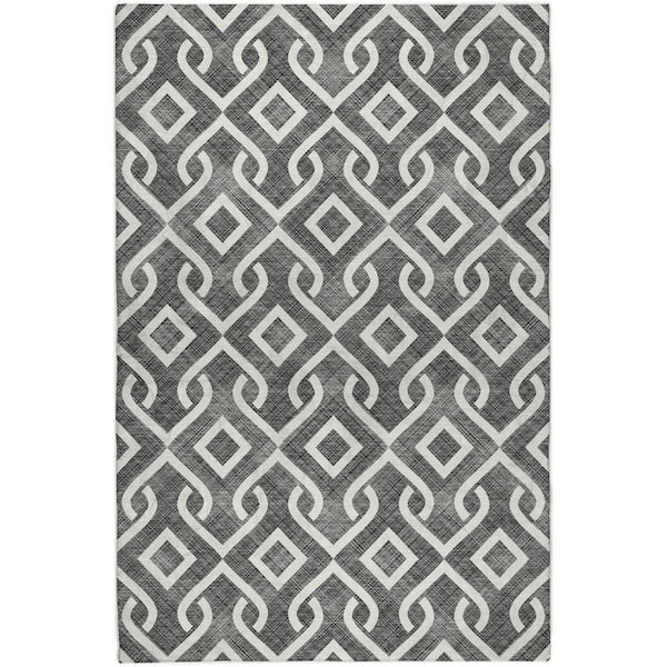 Dream Shag Premium Machine Washable Abstract ADS621 Black 3 ft. x 5 ft. Area Rug