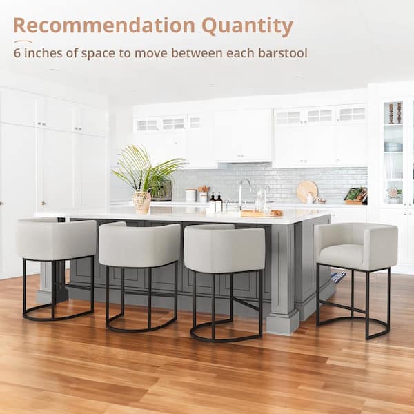 LUE BONA Jessica 26 in.Cream Gray Modern Counter Bar Stool