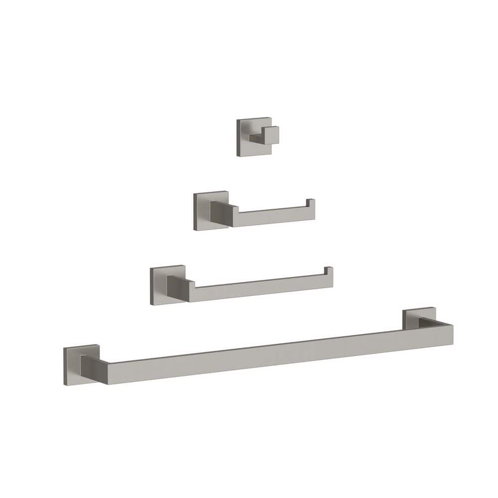 Varenzo 4-Piece Stainless Steel Wall-Mounted Towel Rack Set in Brushed Nickel price history on PriceWatchPro
