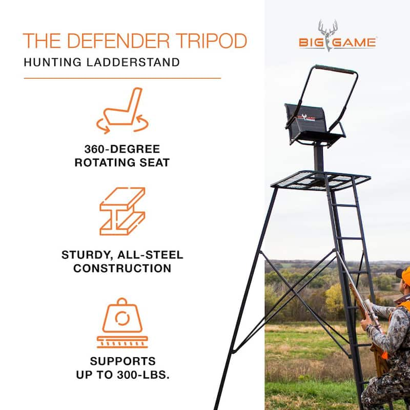 Tripod Hunting Ladderstand with Swiveling Seat