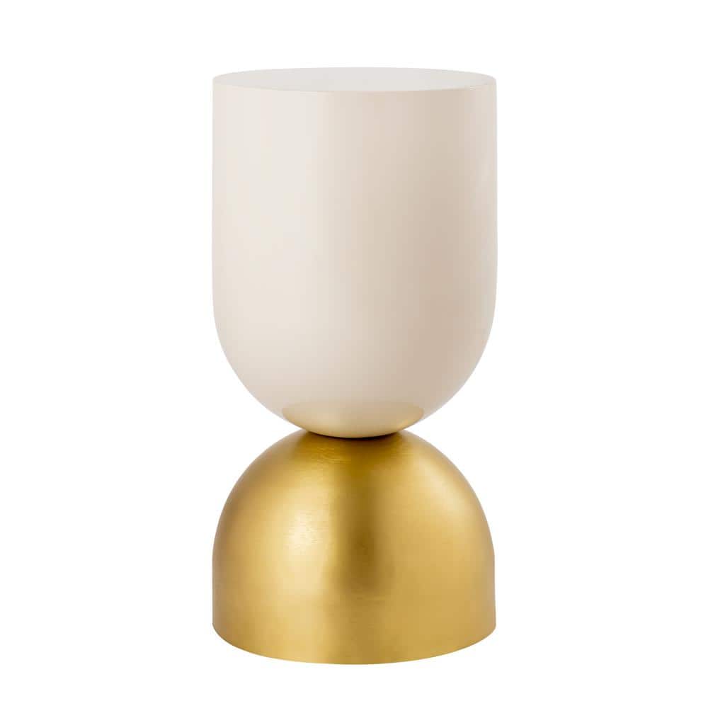 Calista Gold and Ivory Round Iron Side Table