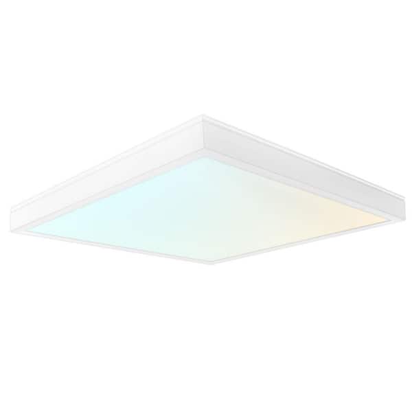 1 x 1 ft. LED Slim Surface Panel Recessed Light 5CCT 2700K-5000K Dimmable 1400/1800/2200LM 12/16/20W Damp Rated