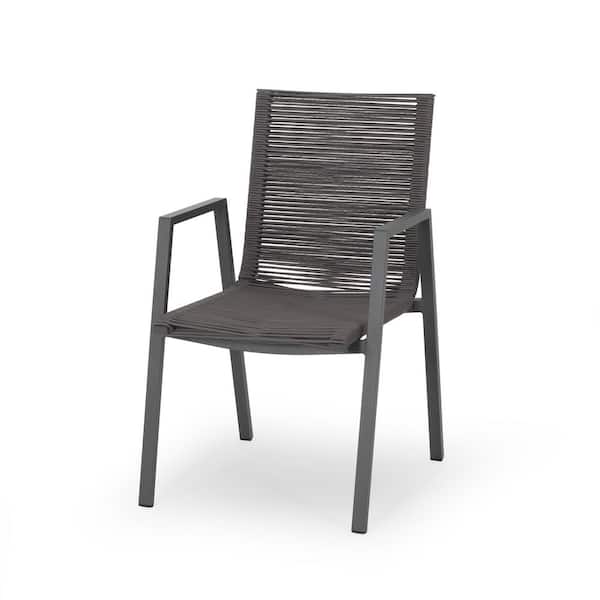 2-Piece Dark Gray Aluminum Modern Stable Indoor/Outdoor Dining