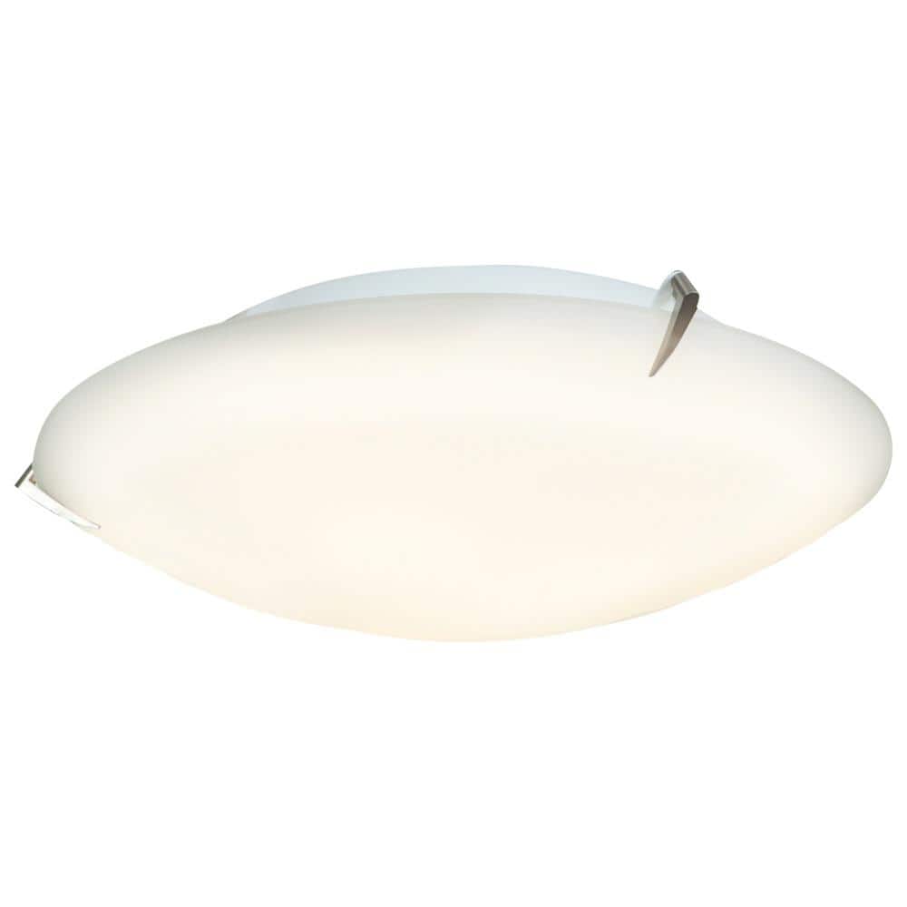 Zenon 2-Light Brushed Steel Flush Mount with Opal Glass Shade