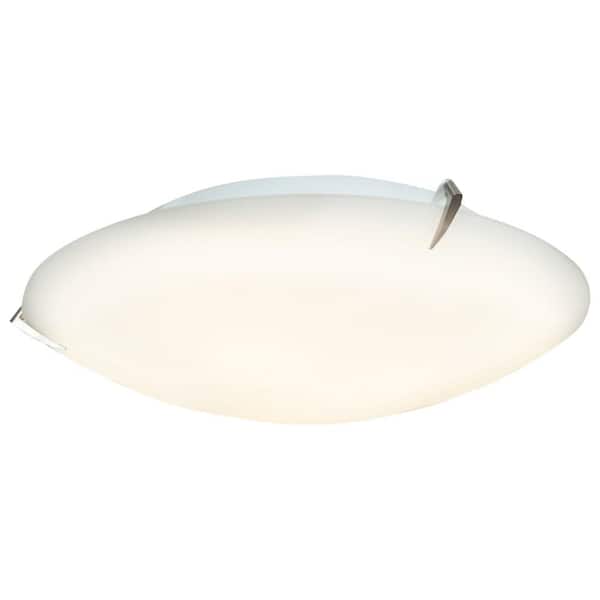 Access Lighting Zenon 2-Light Brushed Steel Flush Mount with Opal Glass Shade