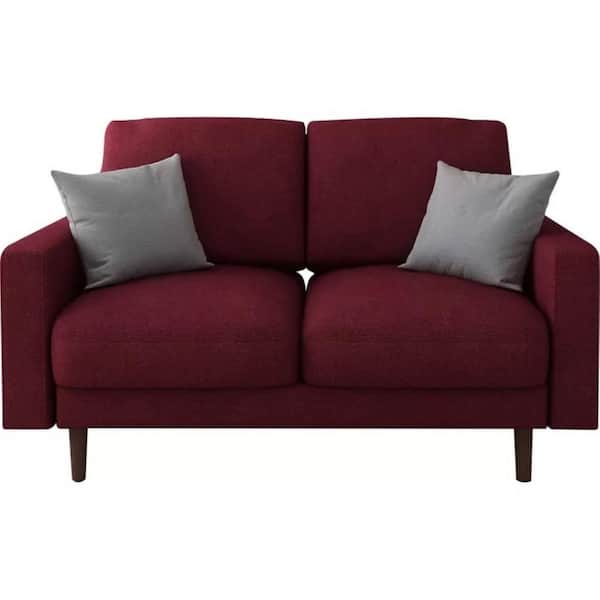 US Pride Furniture Caroyln 50.4 in. Dark Red Polyester Square Arm 2-Seater Loveseat