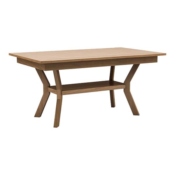 Furniture of America Rowel Transitional Natural Tone Wood 64 in. Pedestal Dining Table (Seats 6)