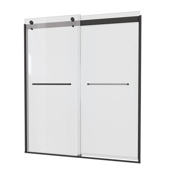 ZXDDMS 56-60 in. W x 74 in. H Double Sliding Frameless Shower Door
