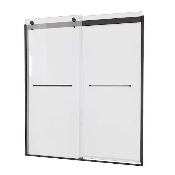ZXDDMS 56-60 in, W x74 in. H Sliding Smi-Frameless Shower Door in