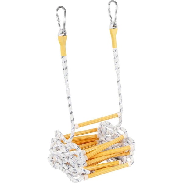 6.6 ft. 2-Story Emergency Fire Escape Ladder 2000 lbs. Load Capacity with 2 Hooks and Flame Resistant Extension Rope