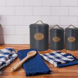 Kitchen Food Storage and Organization 5-Piece Metal Canister Set with Metal Lids