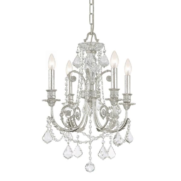 Crystorama Regis 4-Light Clear Crystal Silver Mini Chandelier 5114-OS ...