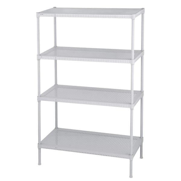Edsal Perforated 47 in. H x 30 in. W x 14 in. D 4-Tier Steel Shelving in White