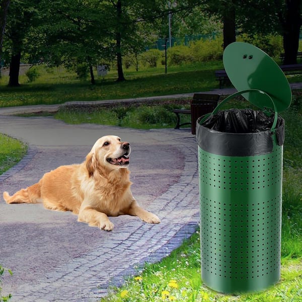 SVOPES Dog Poop Trash Can with 50 Liner Bags, Outdoor Waste Bin  with Lid Clip for Pet Waste Disposal in Garden GFBZLJTDXG11KSH3LV0-250318