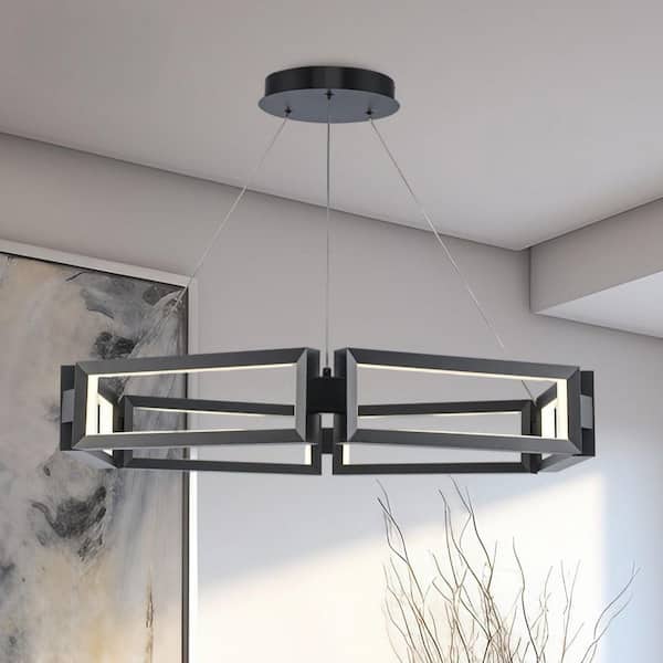 Bel Air Lighting Skylar 35.75 in. Dimmable Integrated LED Black Chandelier Light Fixture