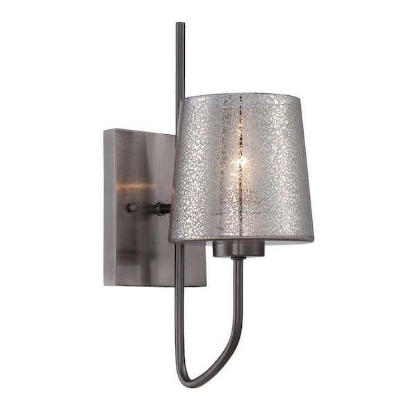 Varaluz Meridian 1-Light Black Chrome Sconce with Recycled Mercury Glass