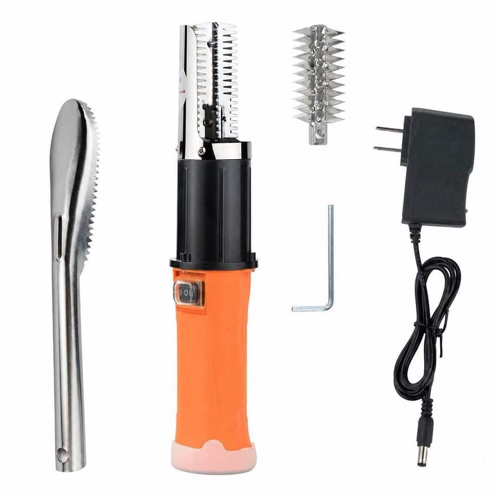 Waterproof Cordless Electric Fish Scaler Tool, Built in Rechargeable Battery, 2 Cutter Heads, Two way Rotated